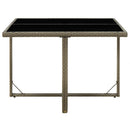 havebord 109x107x74 cm polyrattan og glas grå