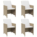 havestole med hynder 4 stk. polyrattan beige