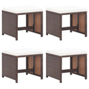 havetaburetter 4 stk. med hynder polyrattan brun