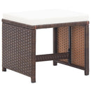 havetaburetter 4 stk. med hynder polyrattan brun