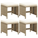 haveskamler 4 stk. med hynder polyrattan beige