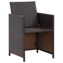 havestole med skamler 4 dele polyrattan brun