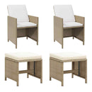 havestole med skamler 2 stk. polyrattan beige
