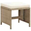 havestole med skamler 2 stk. polyrattan beige
