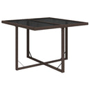 havebord 109x107x74 cm polyrattan og glas brun