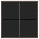 havebord 109x107x74 cm polyrattan og glas brun