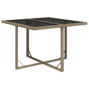 havebord 109x107x74 cm polyrattan og glas beige
