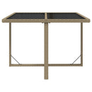 havebord 109x107x74 cm polyrattan og glas beige