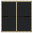 havebord 109x107x74 cm polyrattan og glas beige