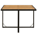 havebord 109x107x74 cm polyrattan og massivt akacietræ sort
