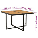 havebord 109x107x74 cm polyrattan og massivt akacietræ sort