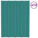 Tagpanel 12 pcs Grøn 60 x 45 cm Galvaniseret stål