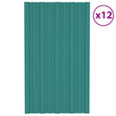 Tagpanel 12 pcs Grøn 80 x 45 cm Galvaniseret stål