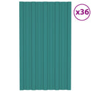 Tagpanel 36 pcs Grøn 80 x 45 cm Galvaniseret stål