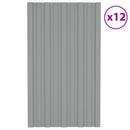 Tagpanel 12 pcs Grå 80 x 45 cm Galvaniseret stål