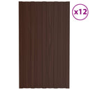 Tagpanel 12 pcs Brun 80 x 45 cm Galvaniseret stål