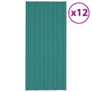 Tagpanel 12 pcs Grøn 100 x 45 cm Galvaniseret stål