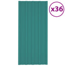 Tagpanel 36 pcs Grøn 100 x 45 cm Galvaniseret stål