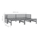 daybed med udtræk 2x(90x200) cm massivt fyrretræ grå