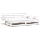 daybed med udtræk 2x(90x200) cm massivt fyrretræ hvid
