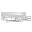 daybed med udtræk 2x(90x200) cm massivt fyrretræ hvid