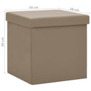 foldbare opbevaringspuffer 2 stk. PVC cappuccinofarvet
