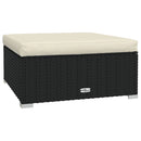 udendørs fodskammel med hynde 70x70x30 cm polyrattan sort