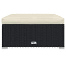 udendørs fodskammel med hynde 70x70x30 cm polyrattan sort