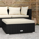udendørs fodskammel med hynde 70x70x30 cm polyrattan sort