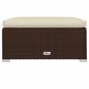 udendørs fodskammel med hynde 70x70x30 cm polyrattan brun