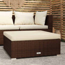 udendørs fodskammel med hynde 70x70x30 cm polyrattan brun