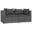 loungesæt til haven 3 dele med hynder polyrattan grå