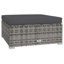 fodskammel med hynde til haven 70x70x30 cm polyrattan grå