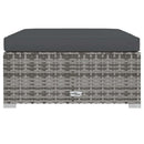 fodskammel med hynde til haven 70x70x30 cm polyrattan grå