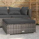 fodskammel med hynde til haven 70x70x30 cm polyrattan grå