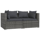 loungesæt til haven 3 dele med hynder polyrattan grå