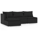 loungesæt til haven 4 dele med hynder polyrattan sort