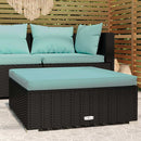 fodskammel med hynde til haven 70x70x30 cm polyrattan sort