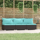 3-personers sofa med hynder polyrattan sort