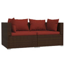2-personers sofa med hynder polyrattan brun