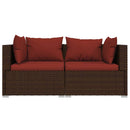 2-personers sofa med hynder polyrattan brun