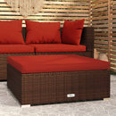 fodskammel med hynde til haven 70x70x30 cm polyrattan brun