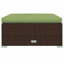 fodskammel med hynde til haven 70x70x30 cm polyrattan brun