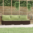 3-personers sofa med hynder polyrattan brun