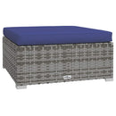 fodskammel med hynde til haven 70x70x30 cm polyrattan grå