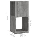 drejelig reol 34,5x34,5x75,5 cm konstrueret træ betongrå