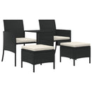 2-personers havesofa med bord og skamler polyrattan sort