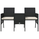 2-personers havesofa med bord og skamler polyrattan sort