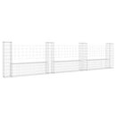 gabionkurv med 4 stolper 380x20x100 cm U-facon jern