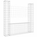 gabionkurv med 2 stolper 140x20x150 cm U-facon jern